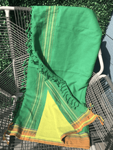 Load image into Gallery viewer, Kikoy Towel: Green with Orange edge and Lime Green terry lining - Salt and Reverie