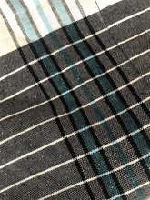 Load image into Gallery viewer, Kikoy Towel: Black and White Stripes with Turquoise terry lining - Salt and Reverie