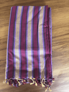 Kikoy Towel: Pink/Purple/Yellow Stripes with Orange terry lining - Salt and Reverie